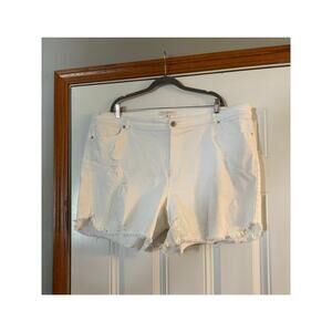 ELOQUII White Denim Shorts Plus Size 24W
